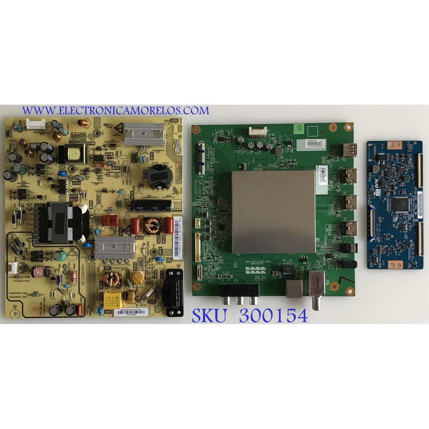 KIT DE TARJETAS PARA TV TOSHIBA / MAIN 631V0G00220 / VTV-L55731 REV:1 / FUENTE 1T92000001I / FSP134-4FS01 / T-CON 5550T32C13 / 55T32-C0F / PANEL U500DU01 TT103 / MODELO TF-50A810U19 / 50LF621U19